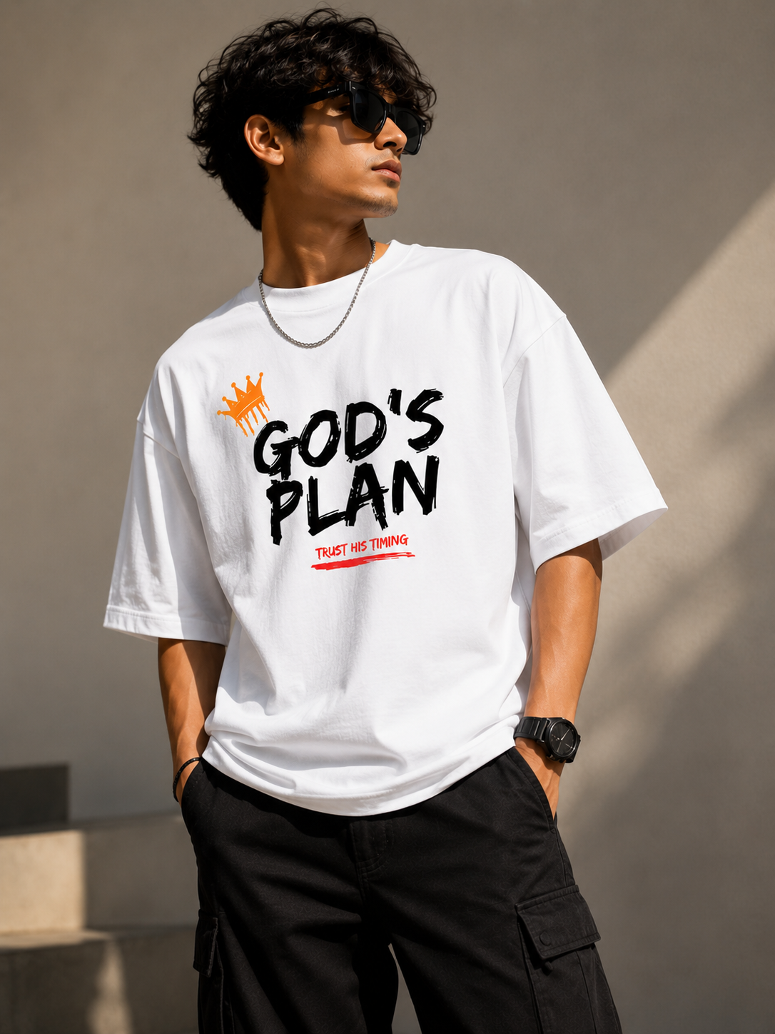 God's plan Oversize White T-Shirt for Unisex