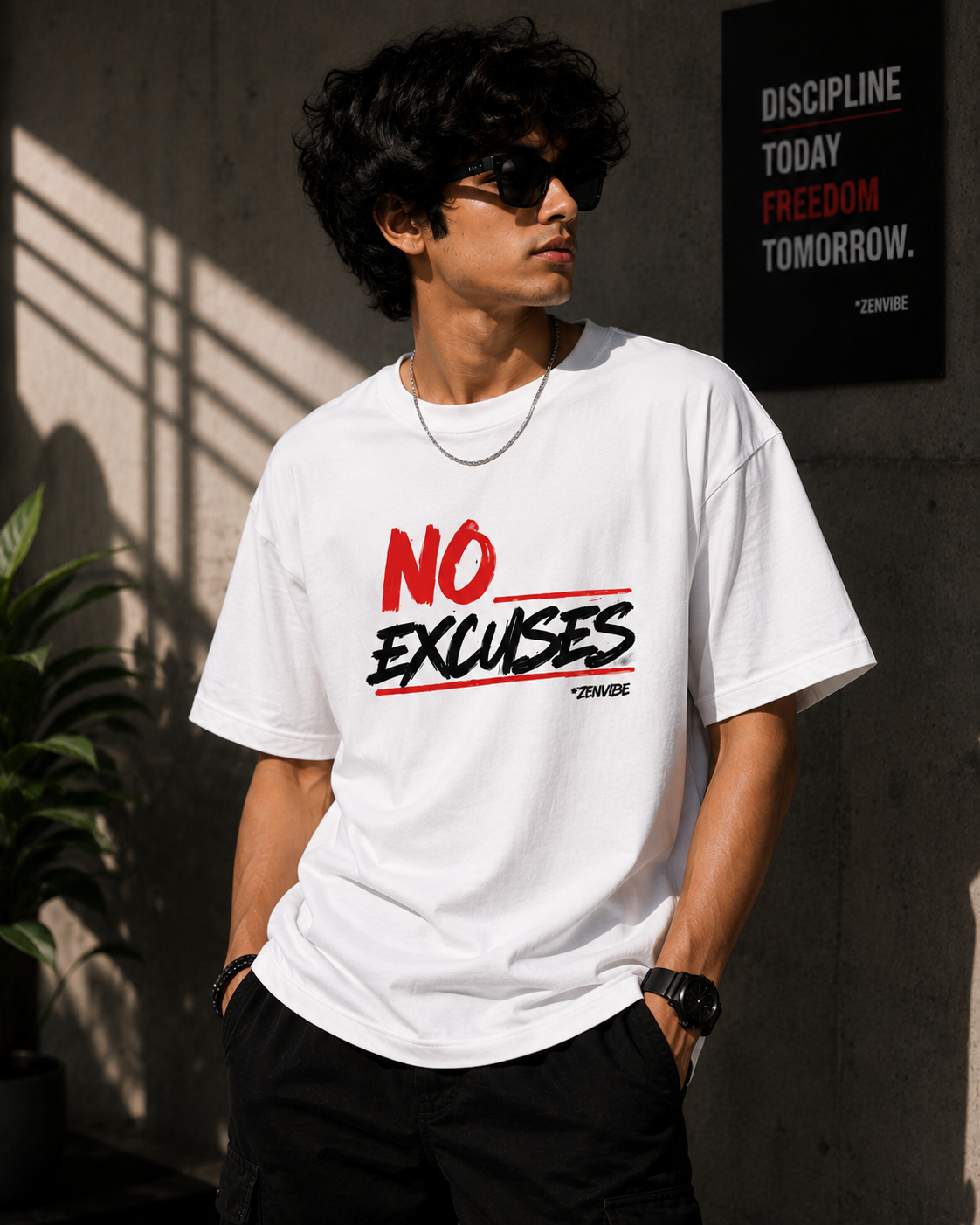 No Excuses white Unisex Oversized T-Shirt |ZENVIBE
