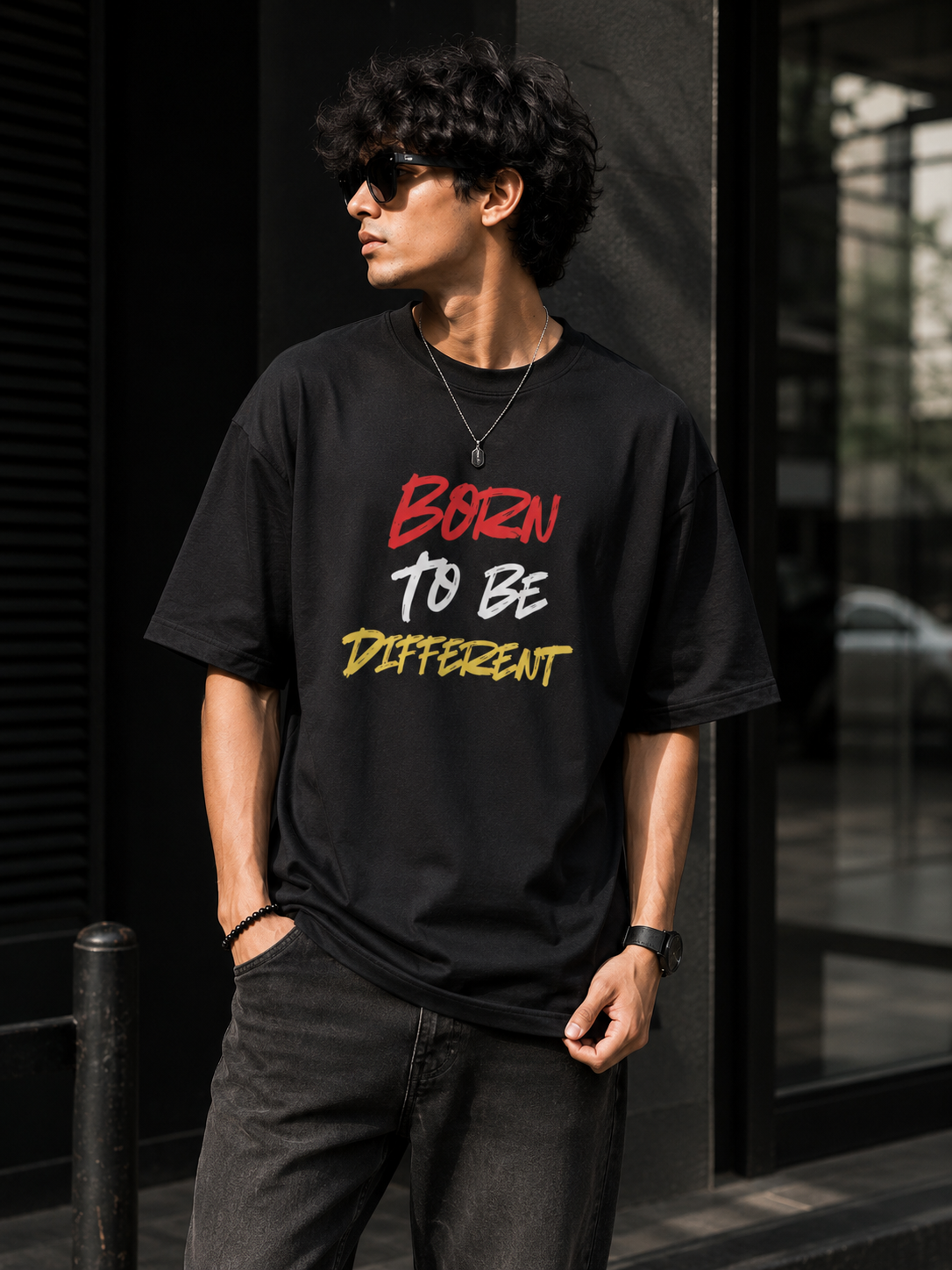 Born to be Different black Unisex Oversized Standard T-Shirt |Zenvibe