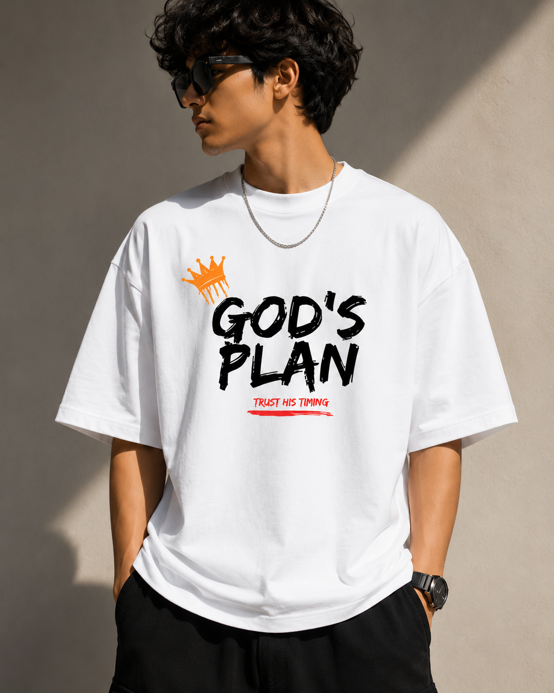God's plan Oversize White T-Shirt for Unisex