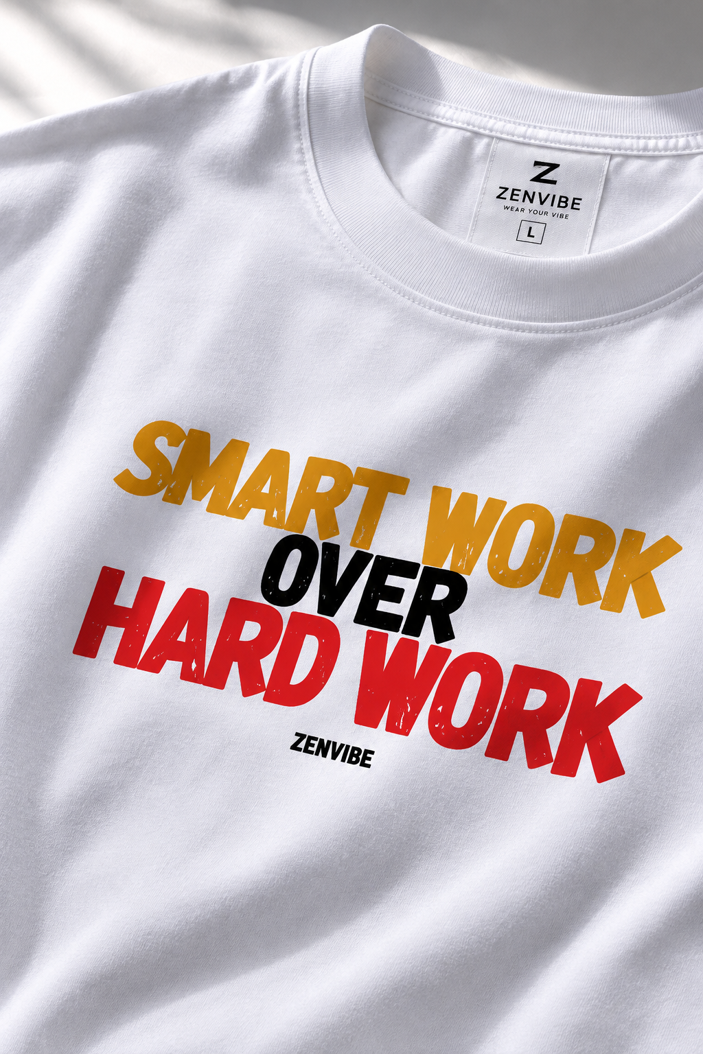 SMART WORK OVER HARD WORK | Oversized Graphic T-Shirt | 180 GSM Premium Cotton | Unisex Streetwear | Zenvibe