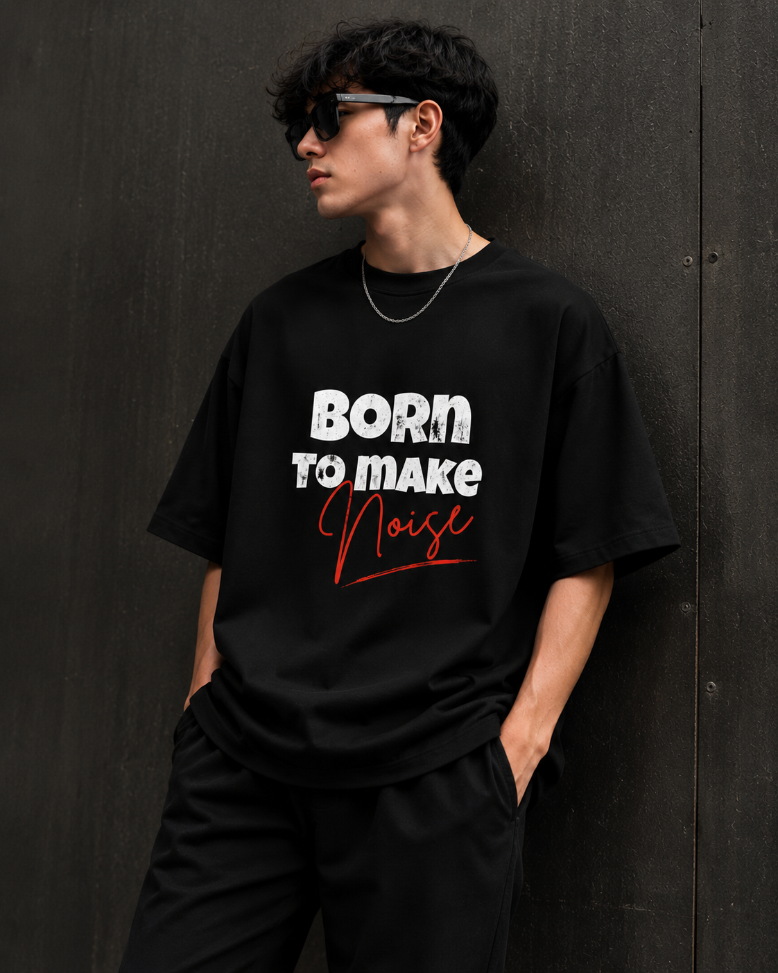 Born To Make Noise Oversized Black T-Shirt | Unisex | 100% Cotton