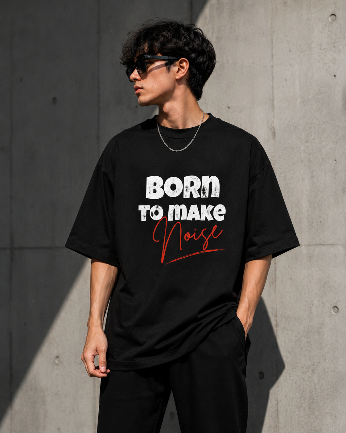Born To Make Noise Oversized Black T-Shirt | Unisex | 100% Cotton